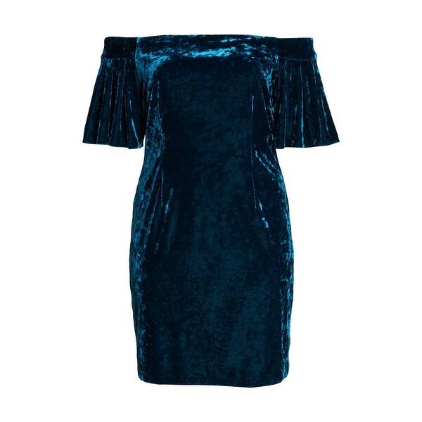 Shop Eliza J Blue Peacock Women S Size 18w Plus Velvet Sheath