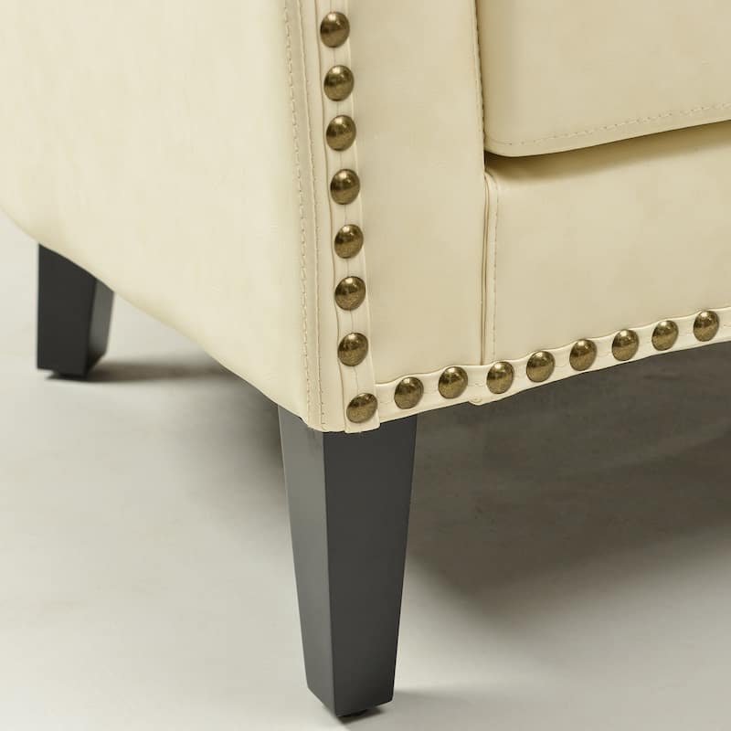 KINWELL 50"W Tufted Faux Leather Upholstered Small Loveseat Sofa