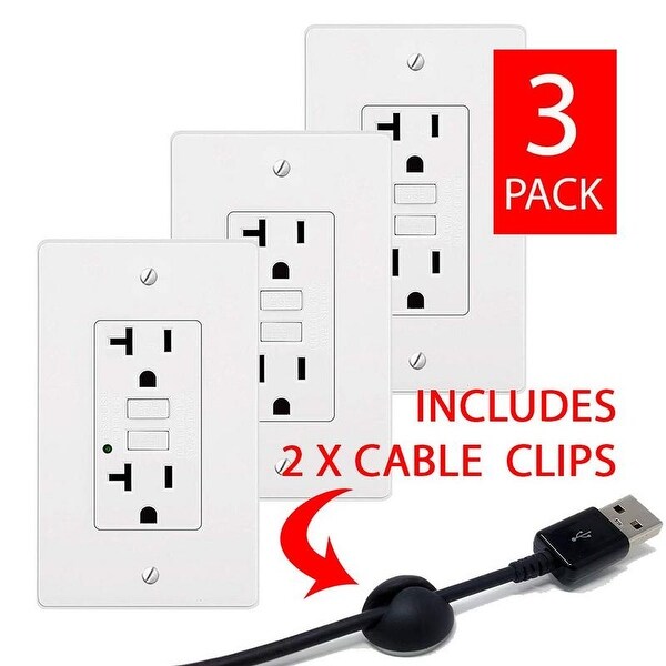 10PK Ivory Gfi 20 Amp 20 A GFCI Receptacle Outlet w/ LED & Wallplate UL 