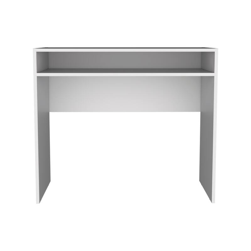 Contemporary Writing Desk with Minimalist Style, Extra Storage Shelf, and Water-Resistant Top for Versatile Use
