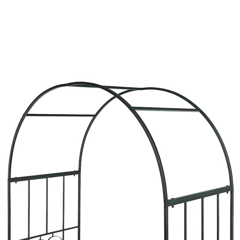 Dark Green Wrought Iron Garden Arch for Climbing Plants Vines or Roses - 46.65” x 22.05” x 87.2" (L x W x H)