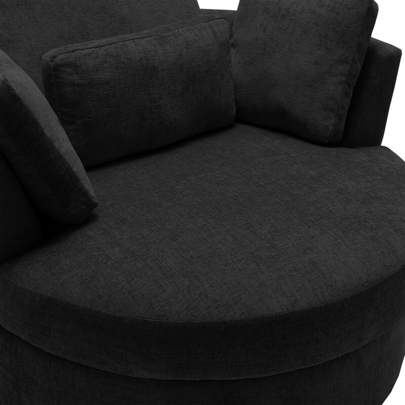 Modern Swivel Barrel Chair, Upholstered Swivel Accent Chair for Living Room