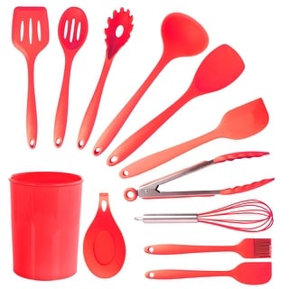 MegaChef 12 Piece Red Silicone Kitchen Utensil Set