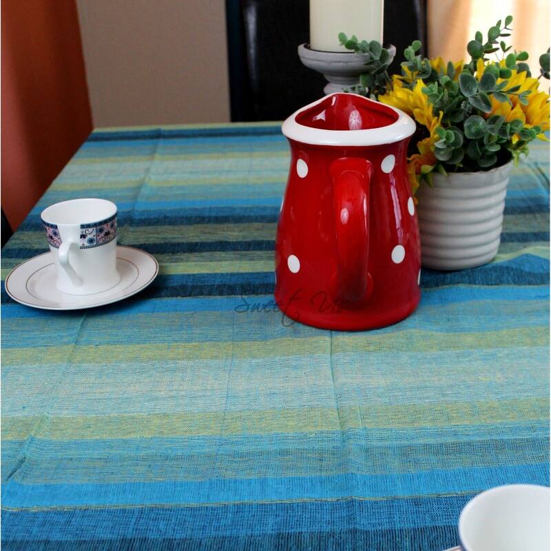 Striped Light weight Cotton Tablecloth Rectangle Red Blue Green