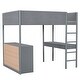 preview thumbnail 43 of 93, Teddy Fleece Loft Bed Wood Bed Frame with Foldable Desk, 4 Drawers
