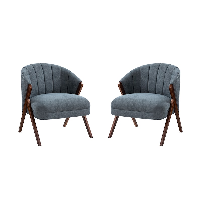 Vivian Mid-century Barrel Chair with a Scalloped Back Set of 2 by HULALA HOME
