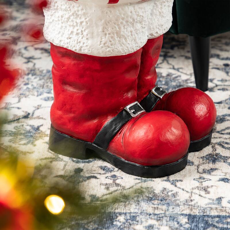 Glitzhome 14.5"H Christmas MGO Peppermint Boot Stool or Accent Side Table