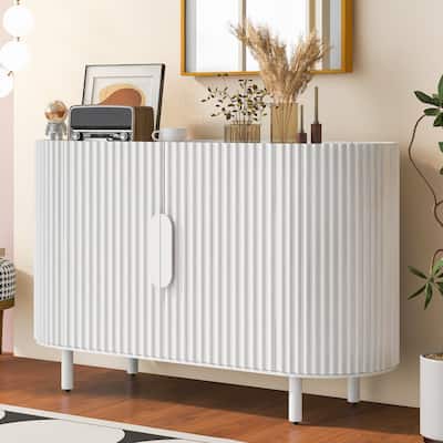 Elegant Curved Sideboard with Adjustable Shelves and Pine Legs, Ideal for Living Room, Study & Entrance