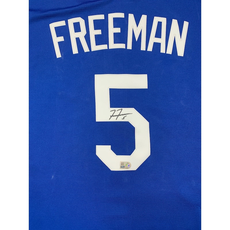 Freddie Freeman Autographed Los Angeles Dodgers Signed Nike Replica Blue Baseball Jersey MLB Hologram COA - 8' x 11'