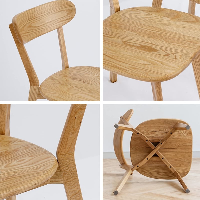 Wood Dining Chairs, Solid Oak Wood Chairs w/ Backrest & Seat