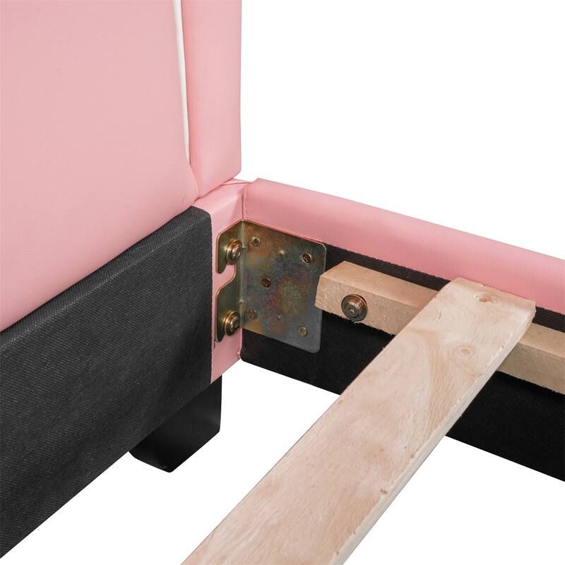 Merax Upholstered Leather Platform Bed with Rabbit Ornament