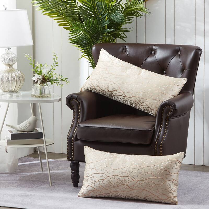 Jacquard Lumber Pillow Shell 2 Piece Set, 14" x 26", Branch, NO INSERT - Oatmeal