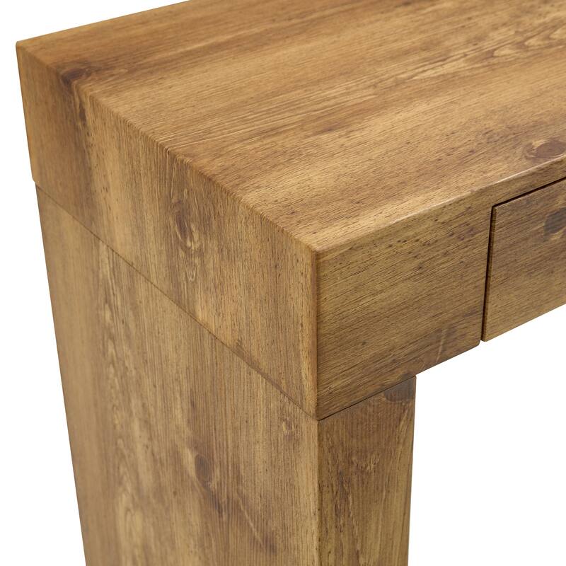Roomfitters Modern Bar Table with Storage and Wood Grain Finish, 50 Inch Desk or Console