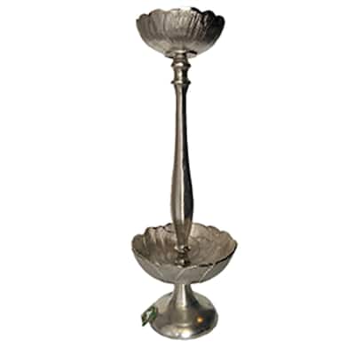 2 Tier Fruit Bowl Stand Aluminum Decor