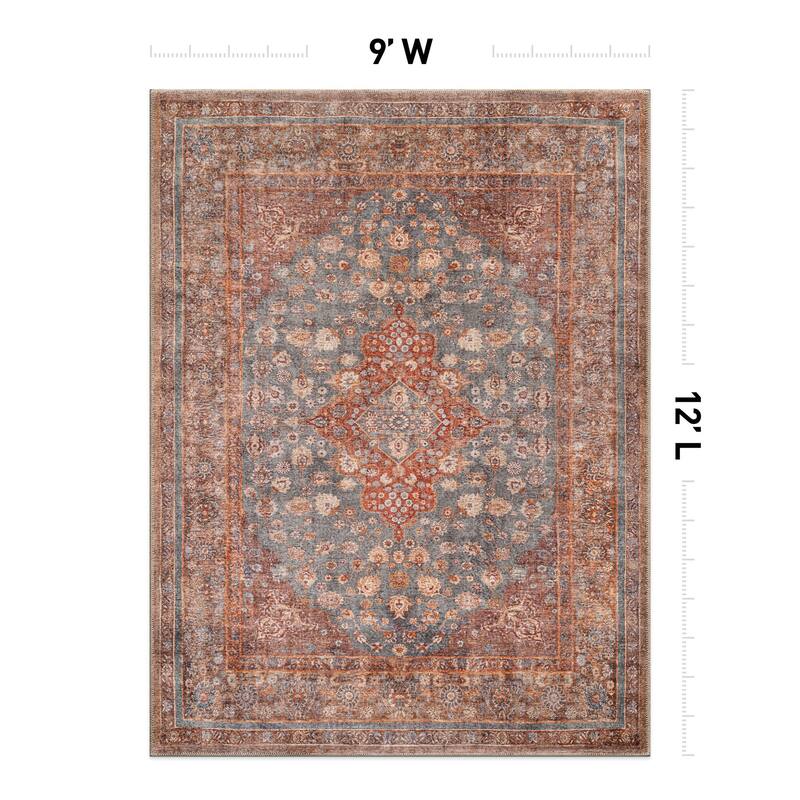 Black Traditional Flat Pile Rug - Washable and Pet Friendly, Non-Slip Surface