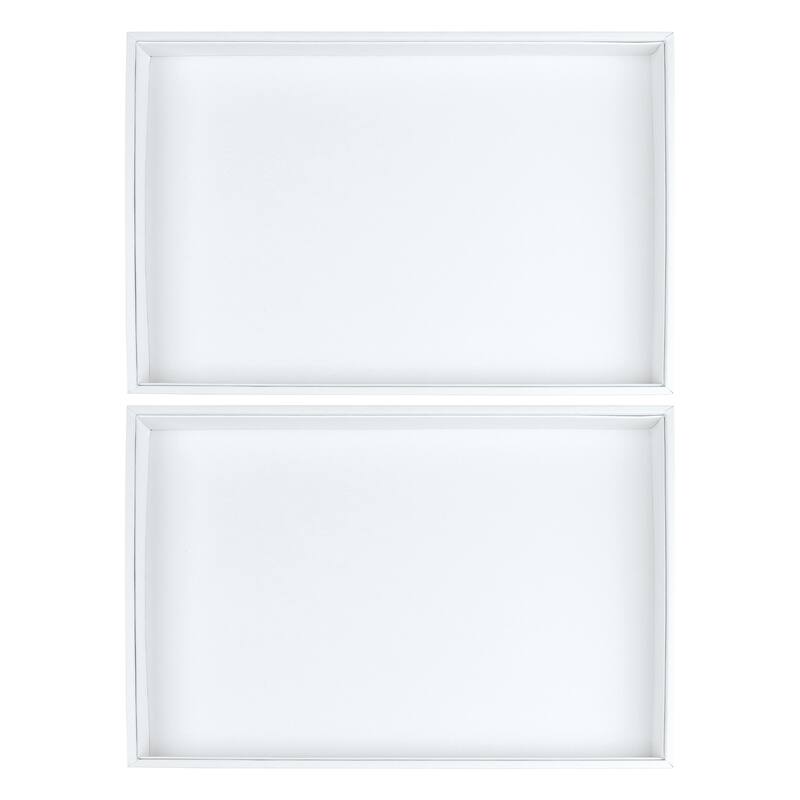 Set of 2 Stackable PU Leather Jewelry Organizer Trays with Removable Dividers for Drawers, Jewelry Organizer Drawer Case Storage - Flat Tray