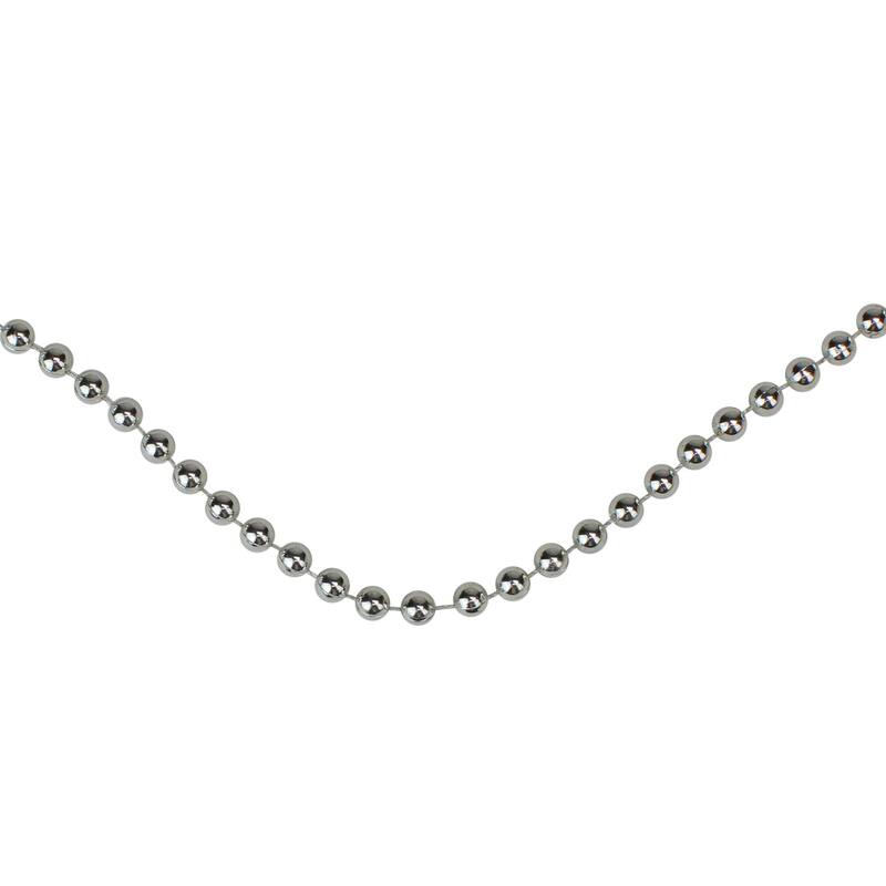 Shiny Beaded Christmas Garland -15' x .25" - Silver - Unlit