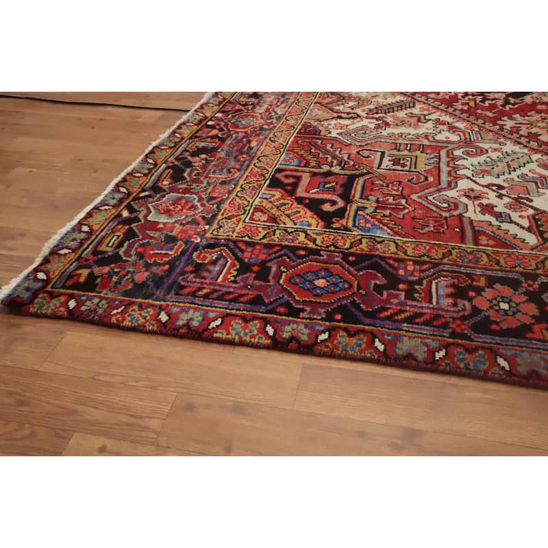 Hand Knotted Oriental 100% Wool Carpet Traditional Medallion Oranges & Rust Heriz Area Rug - 11' 5'' X 8' 9''