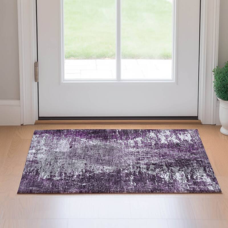 Premium Washable Super Soft Abstract Glam Mayfield Rug - Eggplant - 1' 8" x 2' 6" - Rectangle