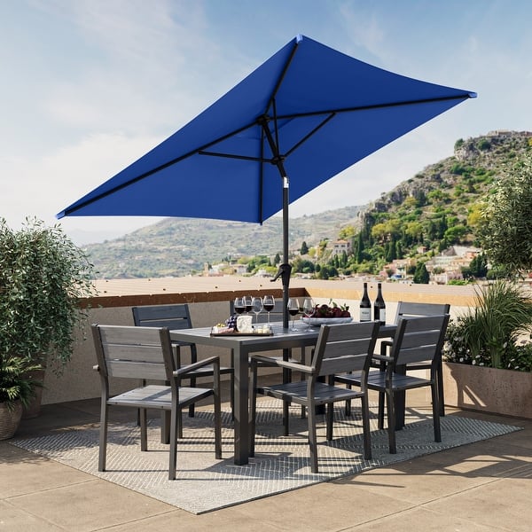 blue 6 patio umbrella 6.5ft Square Tilting Cobalt Blue Patio Umbrella with Base - Bed Bath &  Beyond