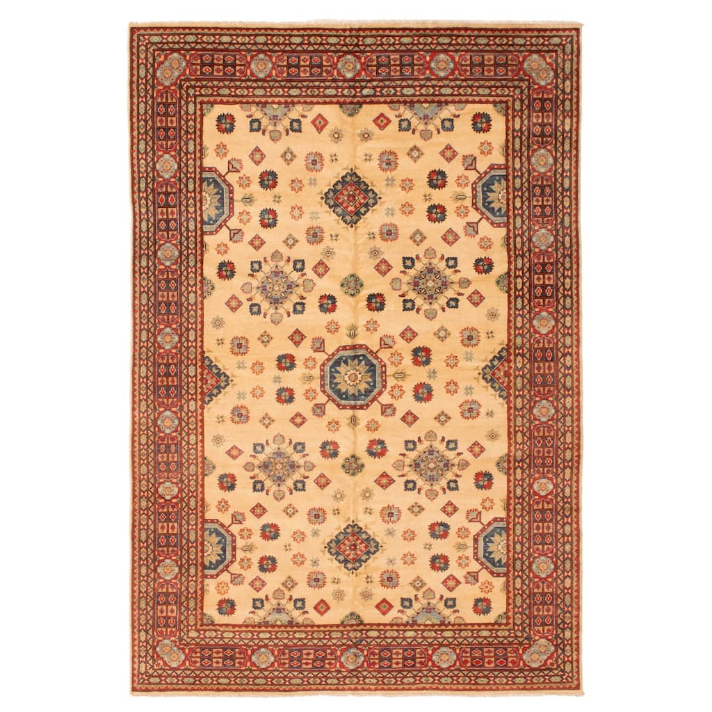 ECARPETGALLERY Hand-knotted Finest Gazni Ivory Wool Rug - 6'6 x 9'9