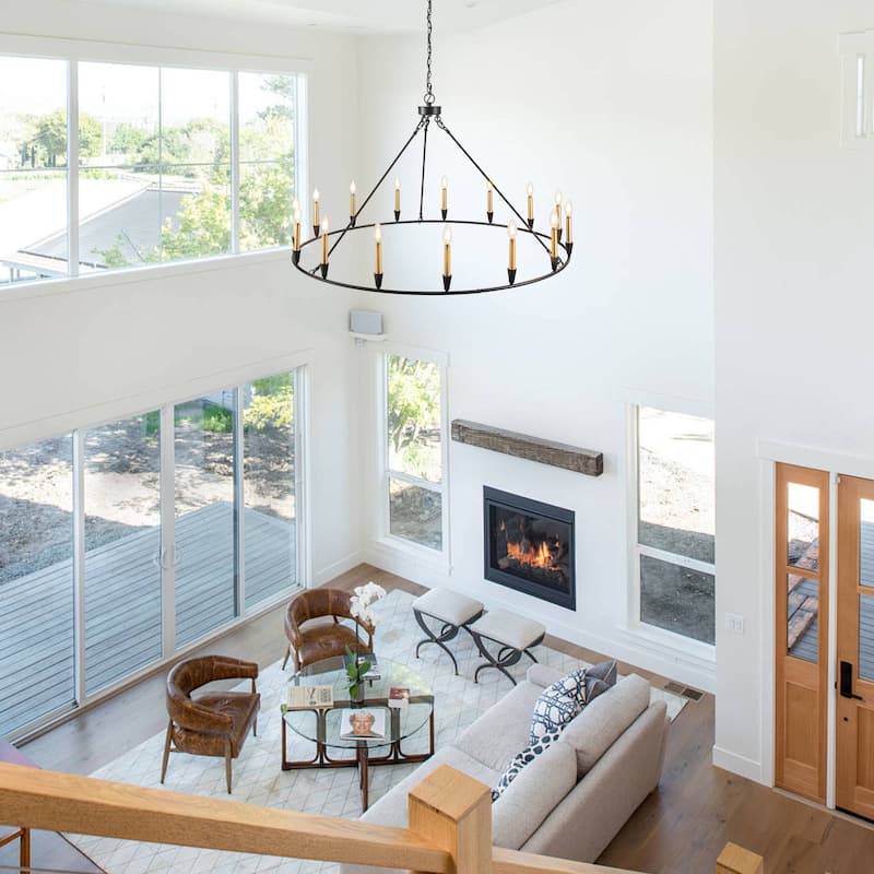 15-Light Wagon Wheel Chandelier Farmhouse Chandelier Traditional Chandelier for Dining Room - 15Light