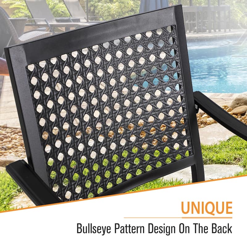 MAISON ARTS 7-Piece Patio Dining Set , Large Round Dining Table with Umbrella Hole & Metal Swivel Dining Chairs