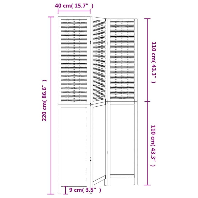 vidaXL Room Divider Privacy Screen Living Room Dark Brown Solid Wood Paulownia
