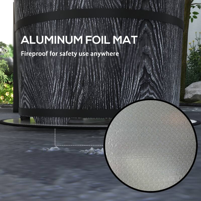 Outsunny Smokeless Fire Pit with Fireproof Mat, 20" Barrel Style Portable Wood Burning Firepit, Low Smoke Camping Bonfire Stove