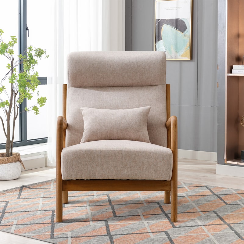 Single Lounge Armchair with Solid Wood Frame