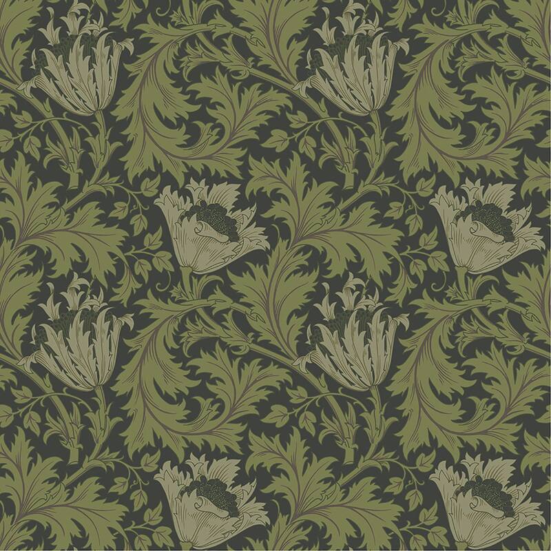 A-Street Prints Anemone Dark Green Floral Trail Wallpaper