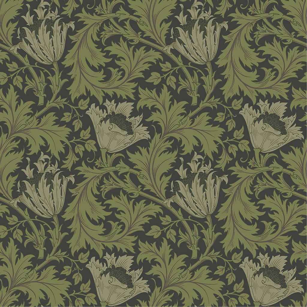 A-Street Prints Anemone Dark Green Floral Trail Wallpaper