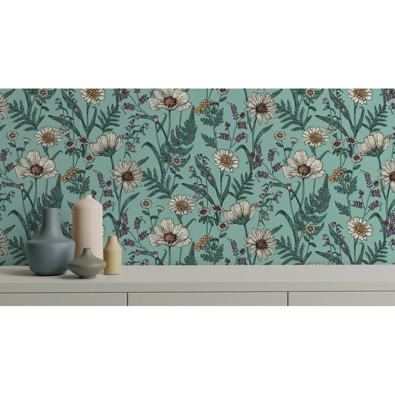 Fine Decor Arden Blue Wild Meadow Wallpaper