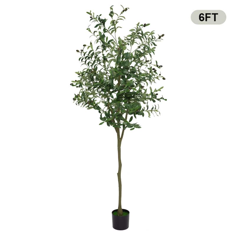 Olive Tree Artificial Plant In Black Pot - 6FT