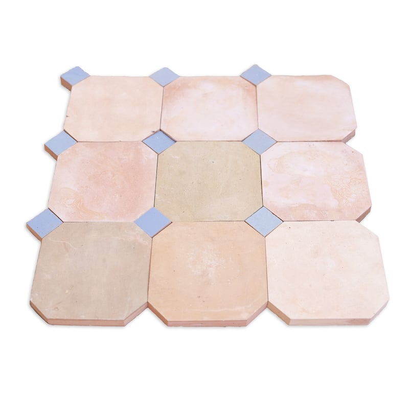Contemporary Zellige Panels,12''x12''x0.5'', Terracotta - Dusty Blue