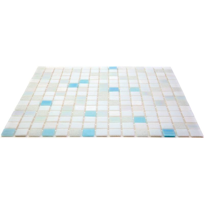 Apollo tile 12" x 12" Mingles Glossy White Blue Glass Tile (20 sq ft/case) - 20 Pack