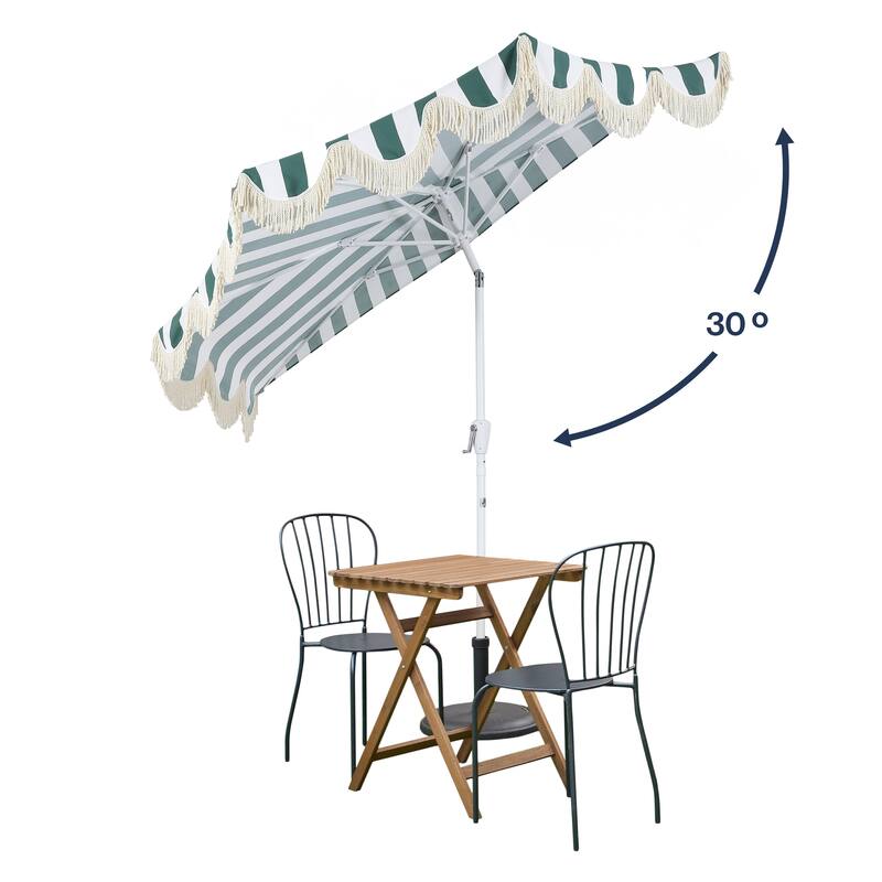9ft Half Market Umbrella, Scalloped, Crank, Tilt, UV, by JONATHAN Y