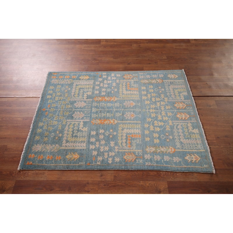 Light Blue Kazak Accent Rug Hand-Knotted Wool Carpet - 3'1" x 4'4"