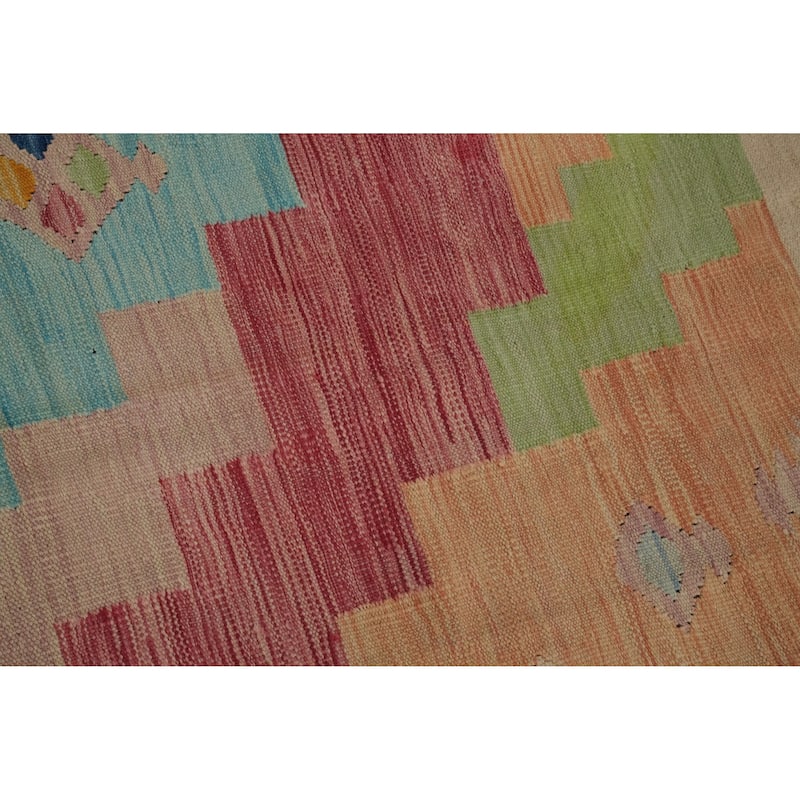 Hand Woven Oriental 100% Wool Carpet Southwestern Tribal Navy Blue & Blues Kilim Area Rug - 12' 11'' X 9' 6''