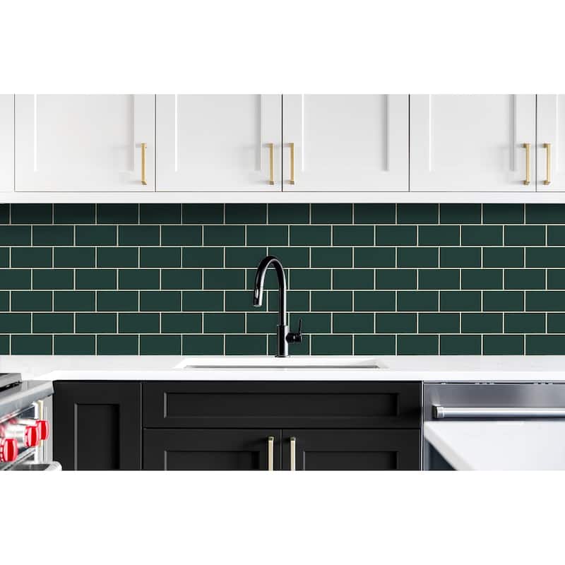 NextWall Retro Subway Tile Peel and Stick Wallpaper