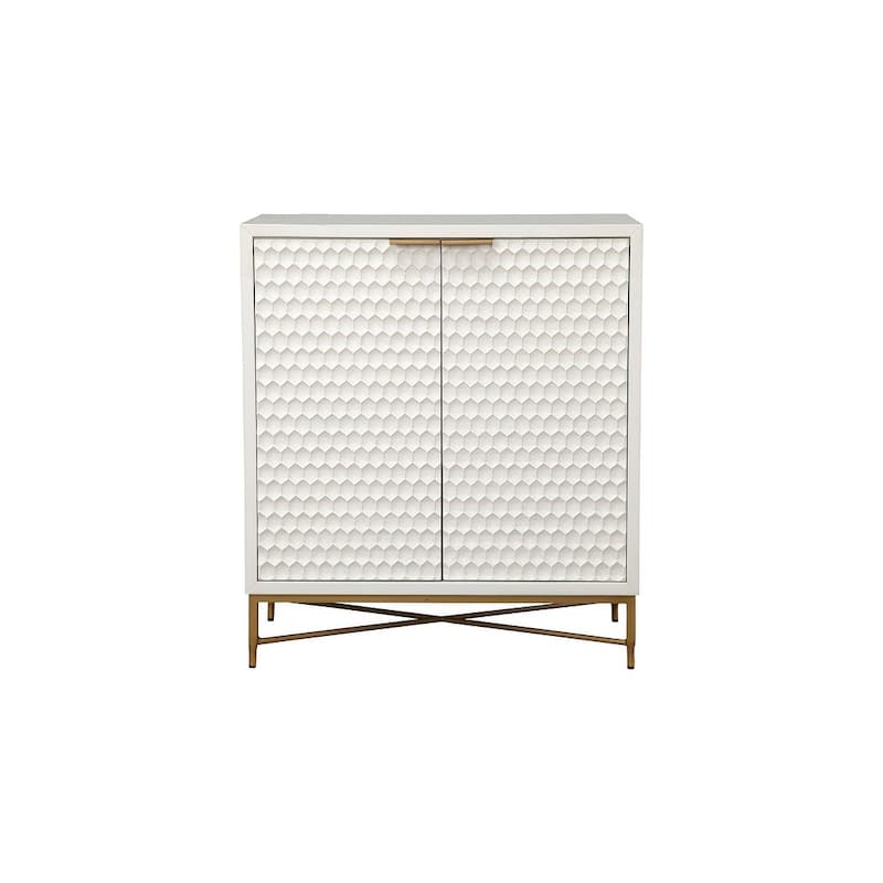 Origins by Alpine White Pearl Wood Bar Cabinet, White