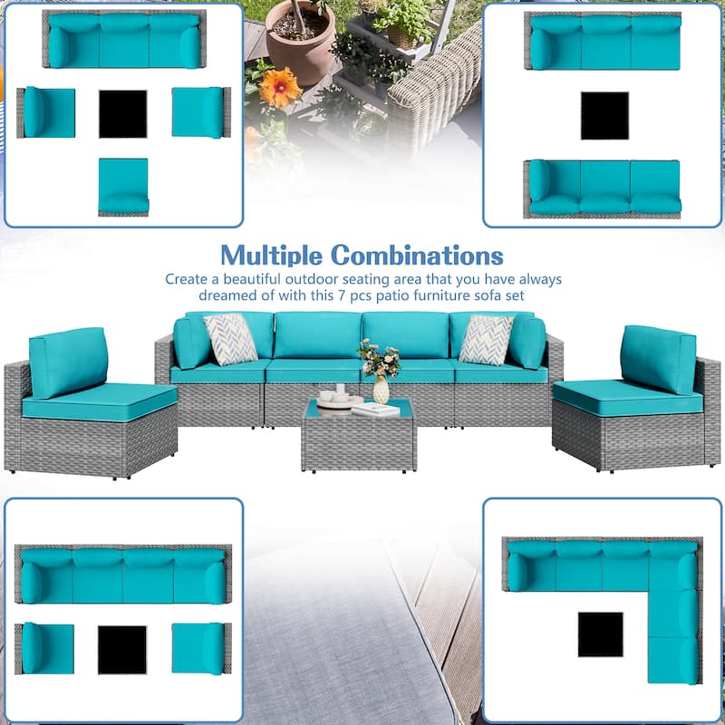 7-Piece Outdoor Sectional Seating Group with Cushions