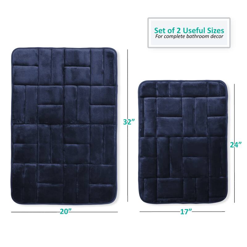Clara Clark Ultra Soft Non Slip and Absorbent Bath Rug - Tiled Velvet Memory Foam Bath Mat