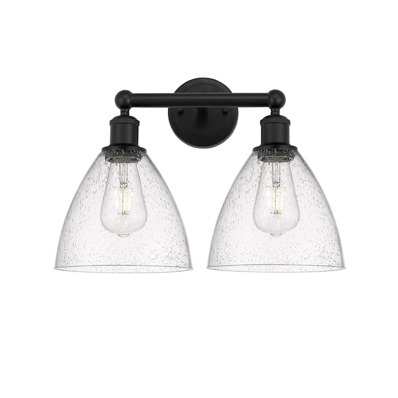 Innovations Lighting 616-2W-12-17 Bristol Vanity Bristol Glass 2 Light - Matte Black / Seedy