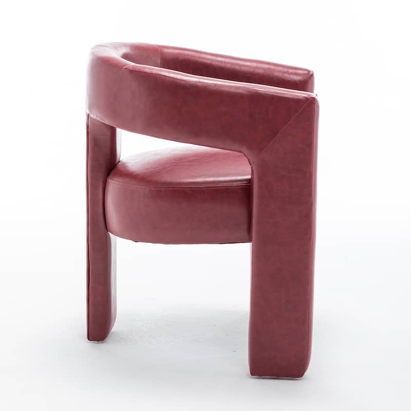 SEYNAR Modern Glam PU Leather Upholstered Dining Chair, Open-Back Accent Chair Set of 2