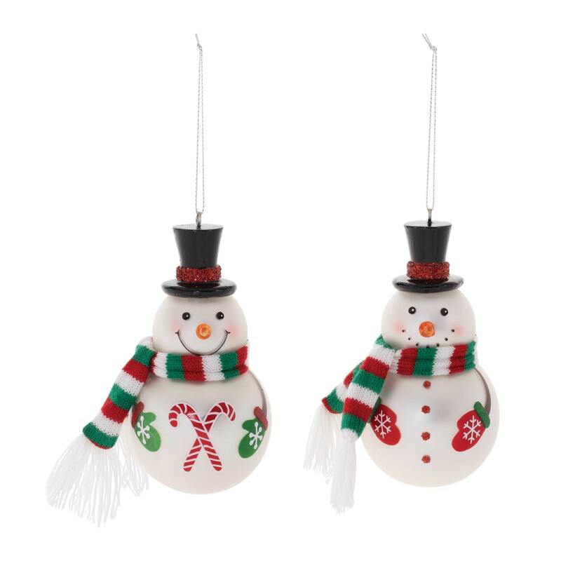 Frosted Glass Snowman Ornament (Set of 6) - N/A