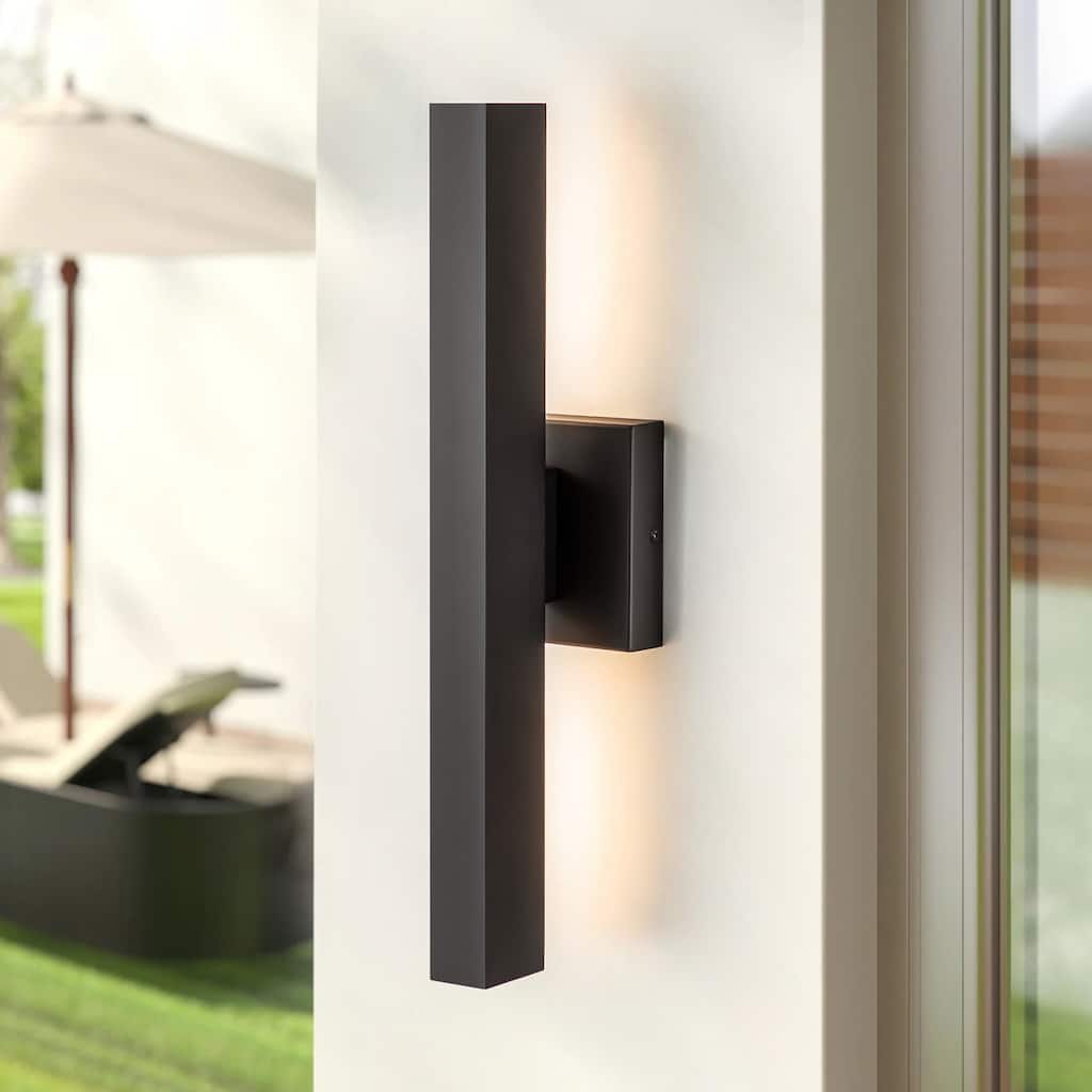 20 in. Modern Black Linear Dimmable LED Outdoor Wall Light Sconce Lighting - 4.7 in. W x 20 in. H
