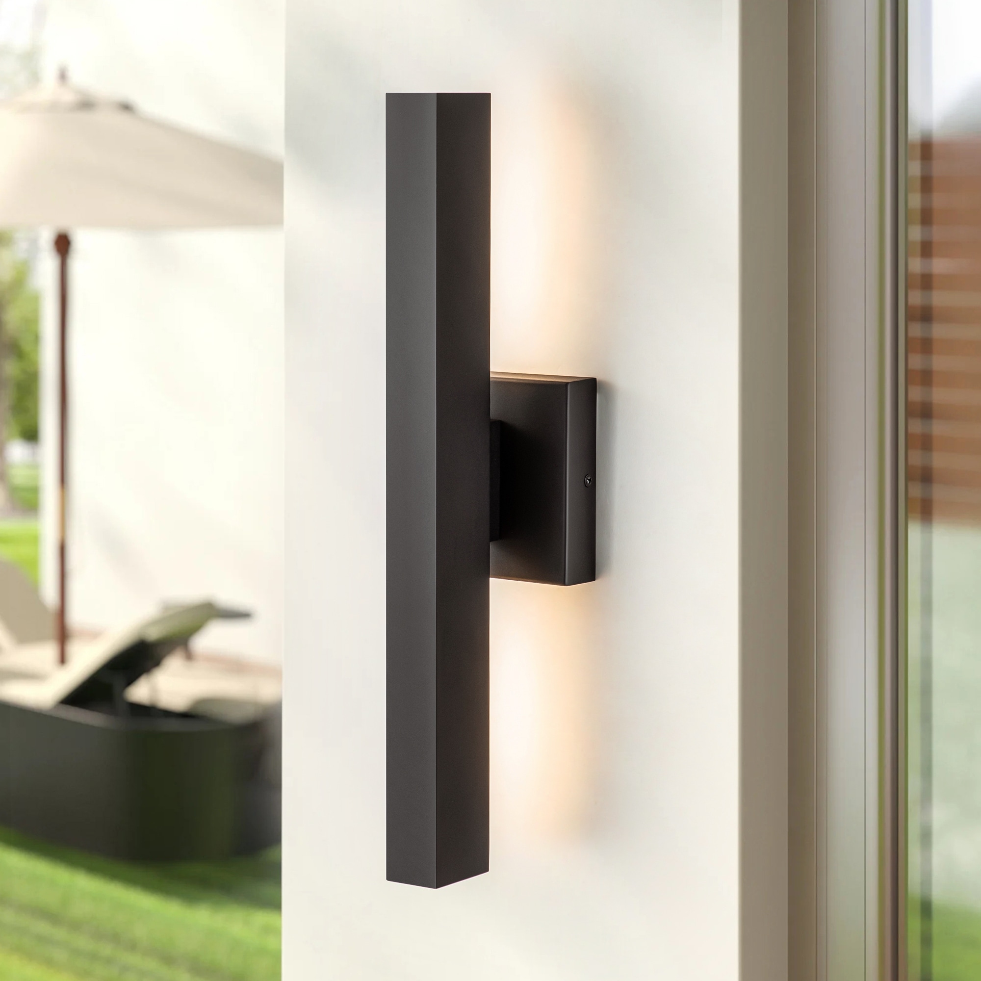 20 in. Modern Black Linear Dimmable LED Outdoor Wall Light Sconce Lighting - 4.7 in. W x 20 in. H