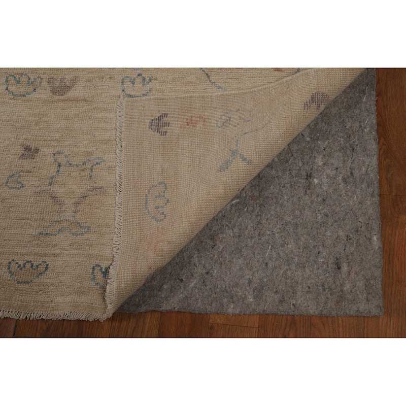 Transitional Beige Oushak Turkish Large Rug Hand-Knotted Wool Carpet - 9'6"x 13'9"
