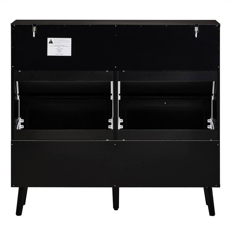 Rattan Shoe Cabinet with 2 / 4 Flip Drawers, Narrow Shoe Storage Cabinet,Organizer for Entryway, Bedroom, Living Room